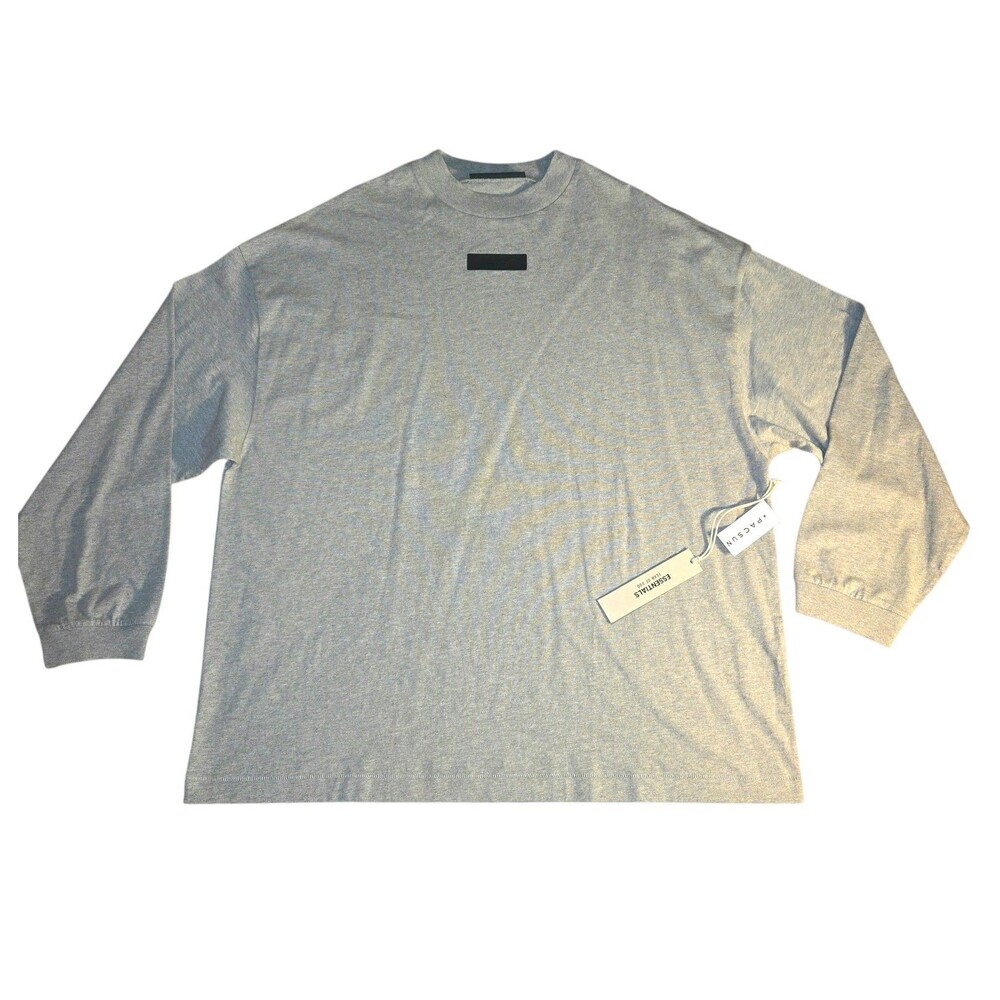 Fear of God Essentials NWT Dark Heather Oatmeal Long Sleeve Crew Neck Tee Size S
